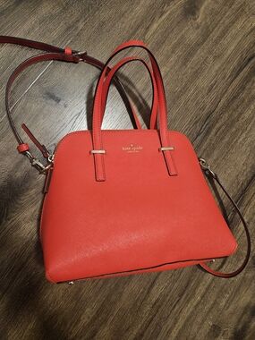 kate spade Red Saffiano Leather Dome Satchel